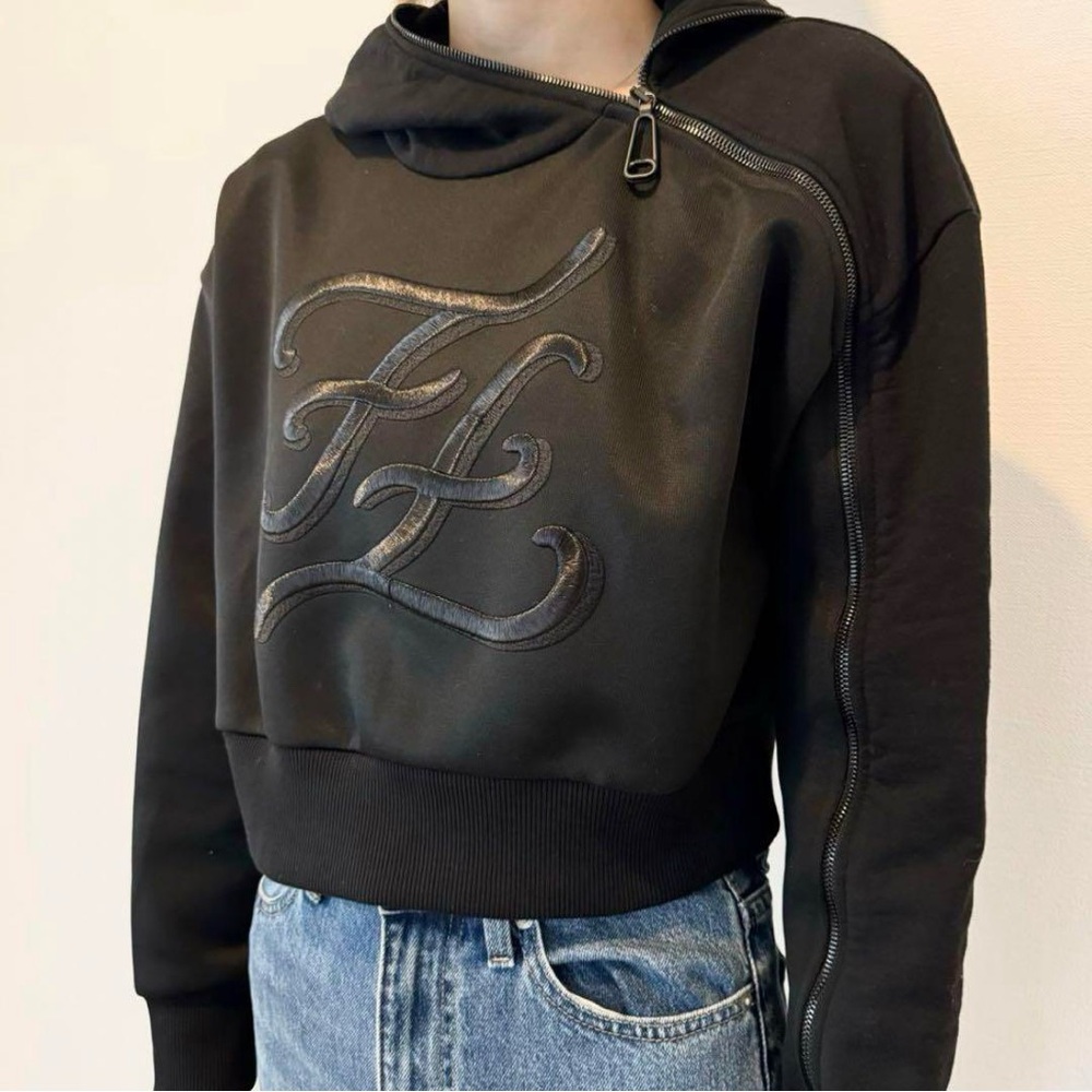 NWT $1463 Fendi Embroidered Karligraphy Motif Hoodie In Black